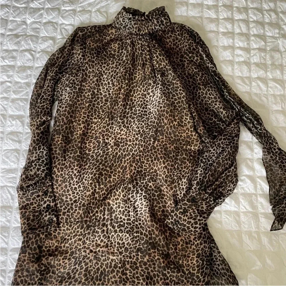 Frame silk tie neck dress in leo multi - Picture 6 of 10